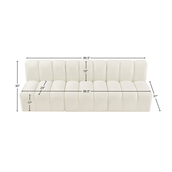 Arc Cream Velvet Modular Sofa 103Cream-S3F Meridian Furniture