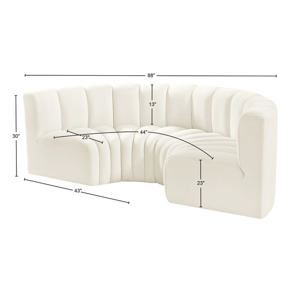 Arc Cream Velvet Modular Sofa 103Cream-S4C Meridian Furniture