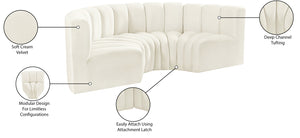 Arc Cream Velvet Modular Sofa 103Cream-S4C Meridian Furniture