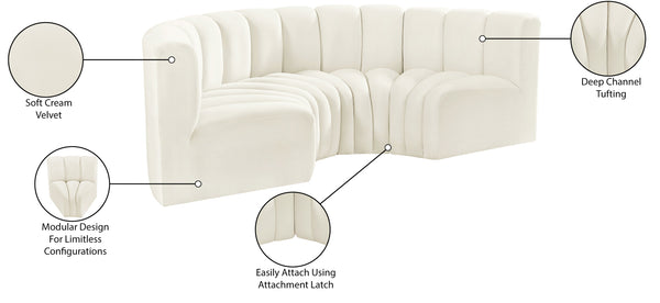 Arc Cream Velvet Modular Sofa 103Cream-S4C Meridian Furniture
