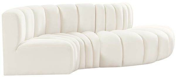 Arc Cream Velvet Modular Sofa 103Cream-S4D Meridian Furniture