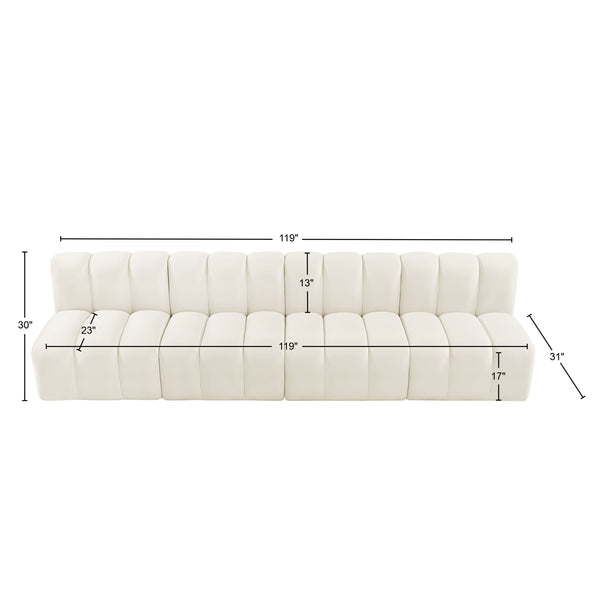 Arc Cream Velvet Modular Sofa 103Cream-S4E Meridian Furniture