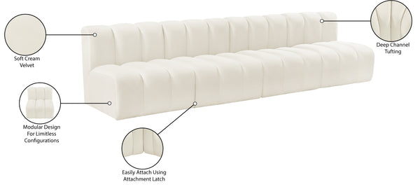 Arc Cream Velvet Modular Sofa 103Cream-S4E Meridian Furniture