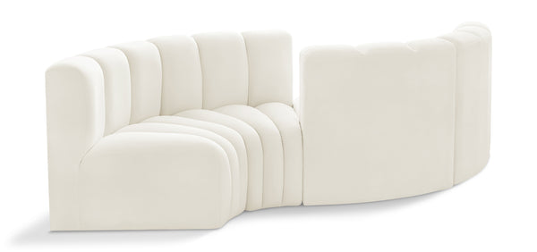 Arc Cream Velvet Modular Sofa 103Cream-S4F Meridian Furniture