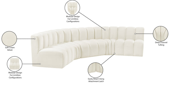 Arc Cream Velvet Modular Sofa 103Cream-S5A Meridian Furniture