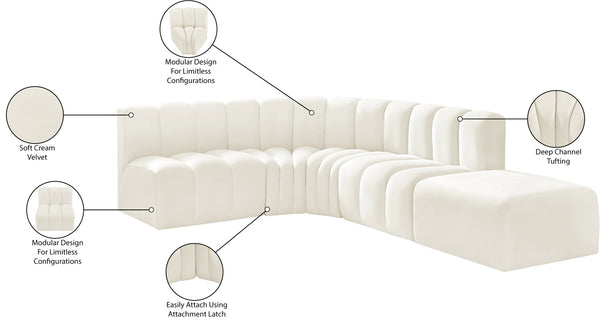 Arc Cream Velvet Modular Sofa 103Cream-S5C Meridian Furniture
