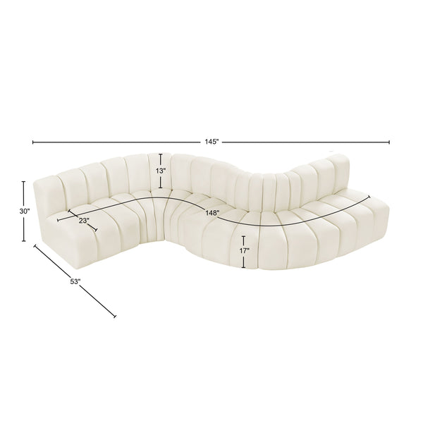 Arc Cream Velvet Modular Sofa 103Cream-S6A Meridian Furniture