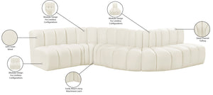 Arc Cream Velvet Modular Sofa 103Cream-S6A Meridian Furniture