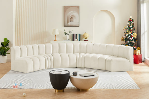 Arc Cream Velvet Modular Sofa 103Cream-S6B Meridian Furniture