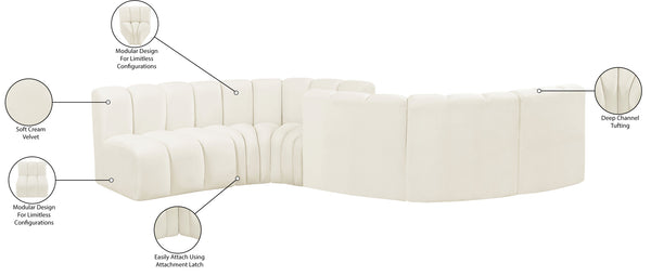 Arc Cream Velvet Modular Sofa 103Cream-S6D Meridian Furniture