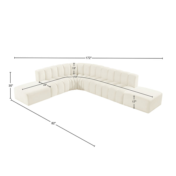 Arc Cream Velvet Modular Sofa 103Cream-S7A Meridian Furniture