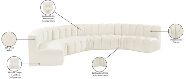 Arc Cream Velvet Modular Sofa 103Cream-S7B Meridian Furniture