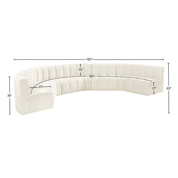 Arc Cream Velvet Modular Sofa 103Cream-S8B Meridian Furniture