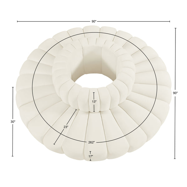Arc Cream Velvet Modular Sofa 103Cream-S8D Meridian Furniture
