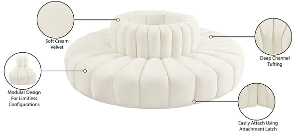 Arc Cream Velvet Modular Sofa 103Cream-S8D Meridian Furniture