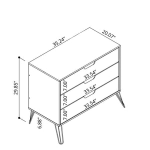 Manhattan Comfort Rockefeller Mid-century Modern Dresser With 3 Drawers In White - Stylish Storage For Your Bedroom White Mdf 103gmc1
