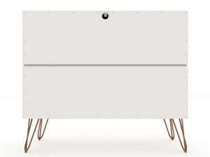 Manhattan Comfort Rockefeller Mid-century Modern Dresser With 3 Drawers In White - Stylish Storage For Your Bedroom White Mdf 103gmc1