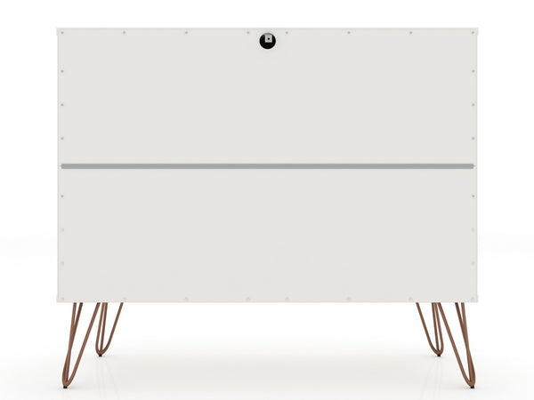 Manhattan Comfort Rockefeller Mid-century Modern Dresser With 3 Drawers In White - Stylish Storage For Your Bedroom White Mdf 103gmc1