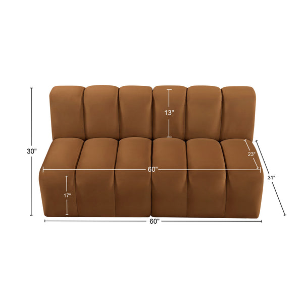 Arc Saddle Velvet Modular Sofa 103Saddle-S2A Meridian Furniture