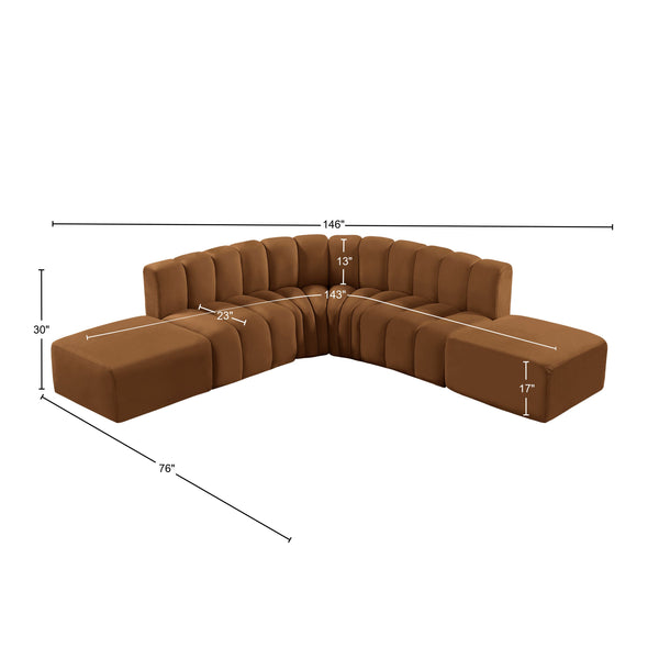 Arc Saddle Velvet Modular Sofa 103Saddle-S6C Meridian Furniture