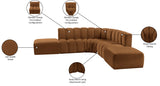 Arc Saddle Velvet Modular Sofa 103Saddle-S6C Meridian Furniture