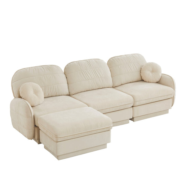English Elm 105" Chenille Cloud Sofa Deep Seat Three Seater with Quilted Back for Living Room W714S01751