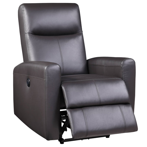 English Elm Brown Power Recliner Contemporary Top-Grain Leather Recliner with Power Motion, Pocket Coil Comfort, Tight Tailored Look B062P184510
