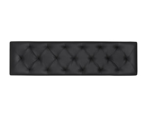 Sunpan Staten Bench - Mid-Century Modern Design with Button Tufting, Walnut Frame & Brass Accents, Black