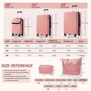 English Elm Luggage 5 Piece Hardside Abs Set with Front Access Carry on and Tsa Spinner Wheels Light Pink N732P391557U