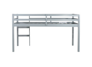 English Elm Solid Twin Loft Bed with Ladder and Reinforced Slats for Storage-Friendly, Space-Saving Bedrooms Grey W504P190928