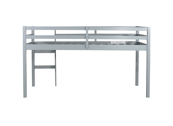 English Elm Solid Twin Loft Bed with Ladder and Reinforced Slats for Storage-Friendly, Space-Saving Bedrooms Grey W504P190928