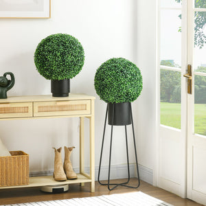 English Elm Homcom Set Of 2 15.75" Lifelike Boxwood Topiary Balls - Uv-Safe Fake Plants For Home & Office Decor W2225P217286