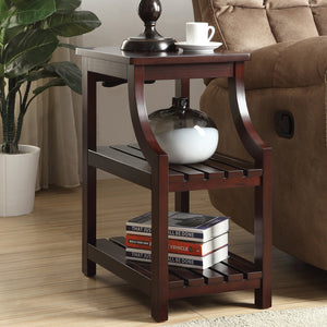 English Elm Espresso Modern Side Table with USB Power Dock, 2 USB Ports & Outlets, Slatted Shelves for Storage B062P186478