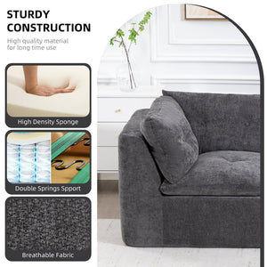 English Elm Modern Chenille Cloud Sectional with Ottoman Deep Sink Modular L Shaped Living Room Sofa Dark Grey W2379S00004