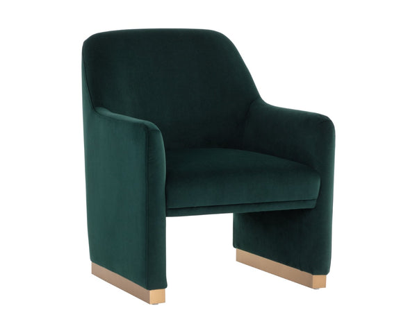 Sunpan JAIME Lounge Chair - Elegant Meg Dark Emerald Upholstery with Gold Base for Modern Living Spaces 109568
