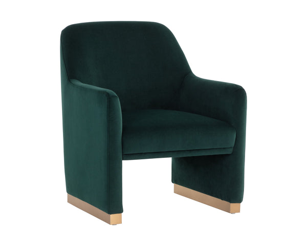 Sunpan Jaime Lounge Chair - Elegant Upholstered Seating with Gold Stainless Steel Base for Stylish Spaces Meg Dark Emerald