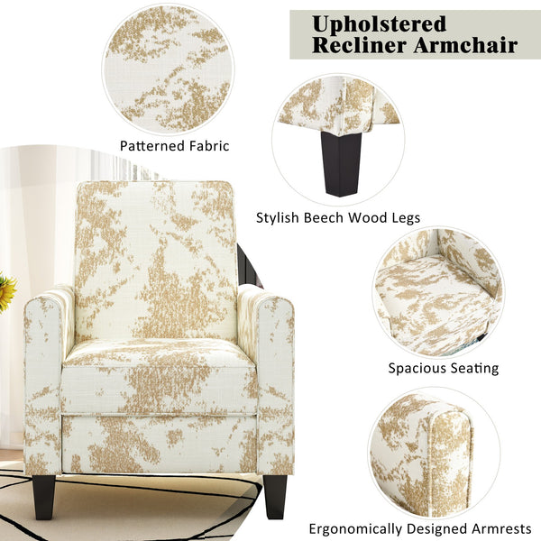 English Elm Christopher Knight Home® - 27.5" Push Back Recliner with Beech Legs, Deep Ergonomic Seat & Extendable Footrest for Rooms Yellow N763P256508G