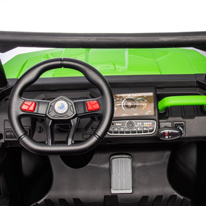 English Elm 24v Kids Ride on Dump Truck Two Seat Electric Utv with Tilting Bed and Remote Control Green W1578P188523