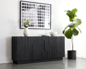 Sunpan Cove Sideboard - Scandinavian-Inspired Design with Ample Storage and Stunning Wood Patterning Black