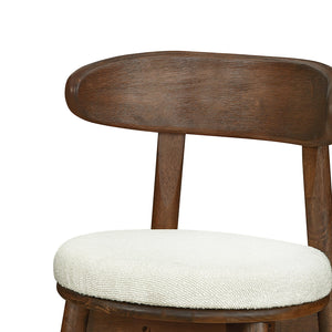 English Elm Christopher Knight Home® - Round Chunky Cushion Bar Stool with Curved Ergonomic Back, Solid Rubberwood Frame, Durable Comfort Beige,Walnut N771P346003T