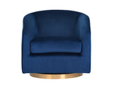 Hazel Swivel Lounge Chair - Gold - Navy Blue Sky 104001 Sunpan