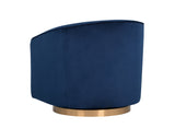 Hazel Swivel Lounge Chair - Gold - Navy Blue Sky 104001 Sunpan