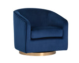 Hazel Swivel Lounge Chair - Gold - Navy Blue Sky 104001 Sunpan