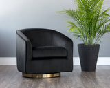 Hazel Swivel Lounge Chair - Gold - Black Sky 104003 Sunpan