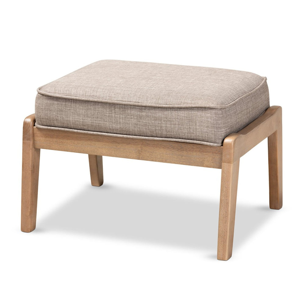 Baxton Studio Baxton Sigrid Mid-Century Modern Light Grey Ottoman - Stylish, Versatile Seat with Antique Oak Frame Sigrid-Light Grey/Antique Oak-Otto