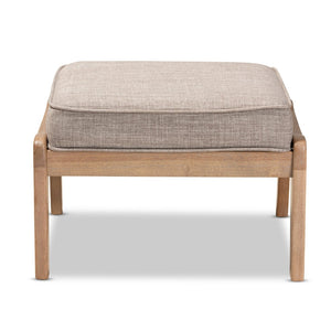 Baxton Studio Baxton Sigrid Mid-Century Modern Light Grey Ottoman - Stylish, Versatile Seat with Antique Oak Frame Sigrid-Light Grey/Antique Oak-Otto