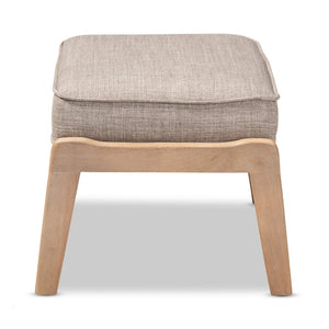 Baxton Studio Baxton Sigrid Mid-Century Modern Light Grey Ottoman - Stylish, Versatile Seat with Antique Oak Frame Sigrid-Light Grey/Antique Oak-Otto