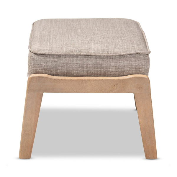 Baxton Studio Baxton Sigrid Mid-Century Modern Light Grey Ottoman - Stylish, Versatile Seat with Antique Oak Frame Sigrid-Light Grey/Antique Oak-Otto