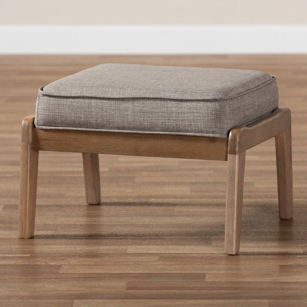 Baxton Studio Baxton Sigrid Mid-Century Modern Light Grey Ottoman - Stylish, Versatile Seat with Antique Oak Frame Sigrid-Light Grey/Antique Oak-Otto