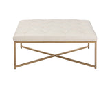 Endall Ottoman - Antique Brass - Vintage Vanilla Leather 104089 Sunpan